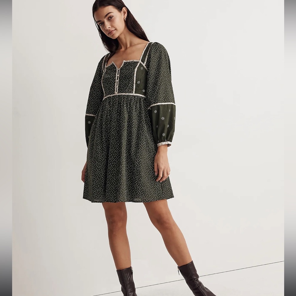 Madewell Floral Mix Square-Neck Mini Dress